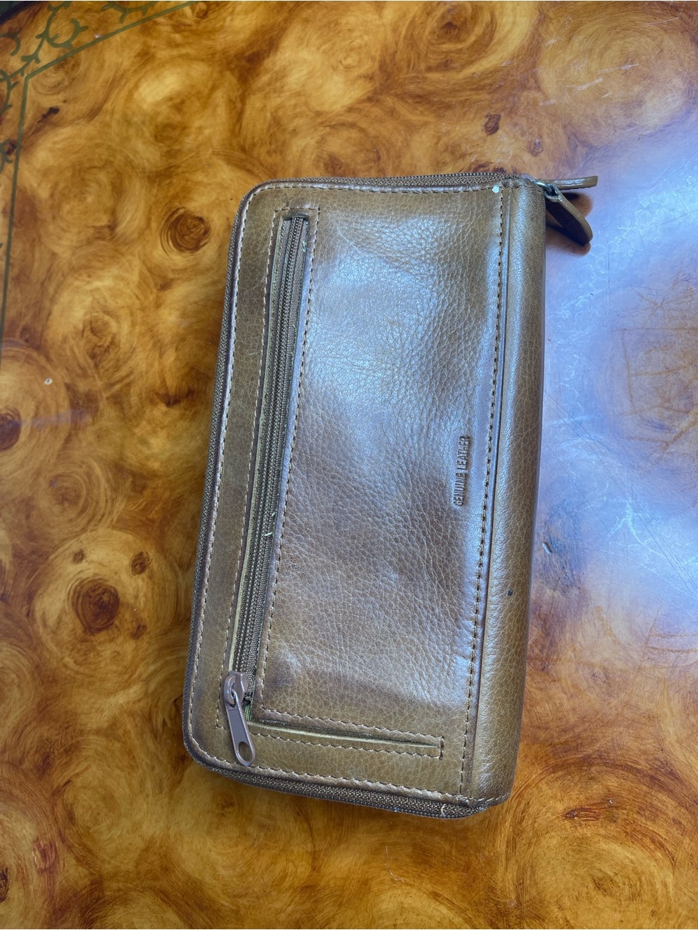Rolfs Metallic Gold Leather Wristlet Clutch